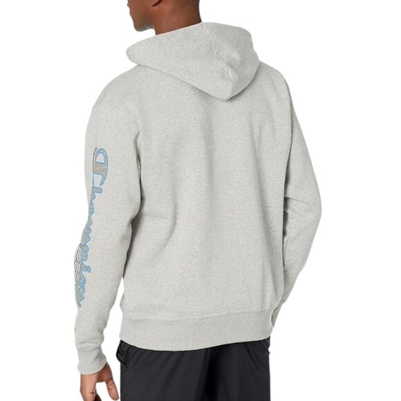 CHAMPION Gel Script Powerblend Fleece Hoodie Pullover in Oxford Gray MEN'S L - Picture 2 of 11